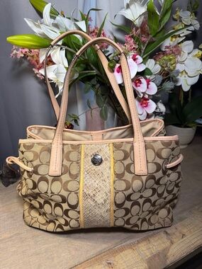 Coach Signature Python Stripe Carryall Bag.